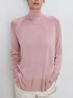ZARA Pink Lightweight Turtleneck Knit Sweater S